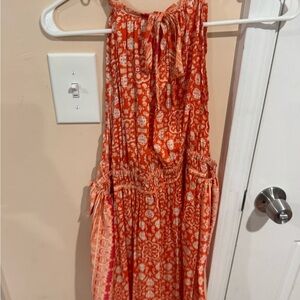 Free People Orange and White Halter Top